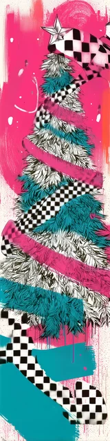 Free printable Christmas bookmarks of a Christmas tree with checker design